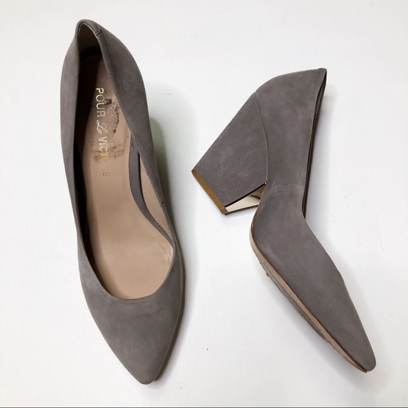 Pour La Victoire Shoes - Pour La Victoire Suede Chunky Block Heel Pumps 9